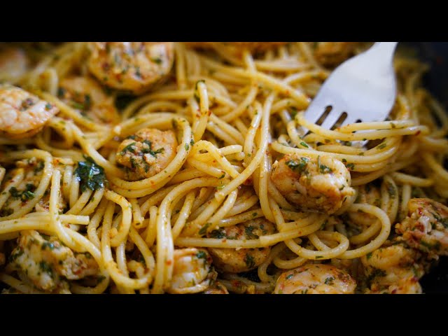 Spaghetti Recipes • Cilantro Lime Shrimp Spaghetti Pasta