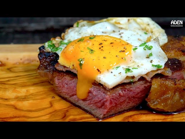 A simple Egg Bacon Steak - Step by Step