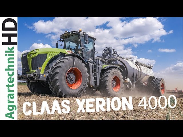 CLAAS Xerion tractor with SGT slurry tanker Injecting slurry | Farming