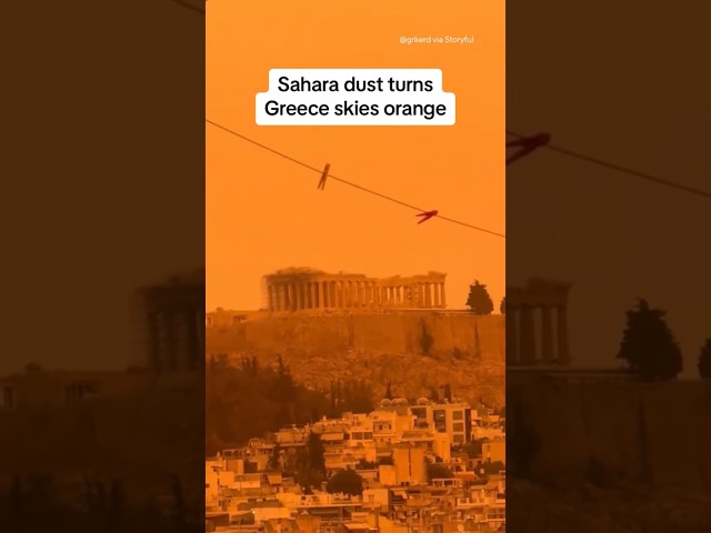 Sahara dust turns skies in Greece orange #shorts