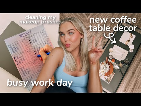 VLOG: busy work day, new coffee table decor, cleaning makeup brushes