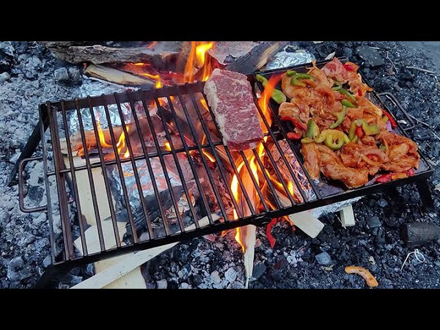 Folding Camp Grill with Griddle