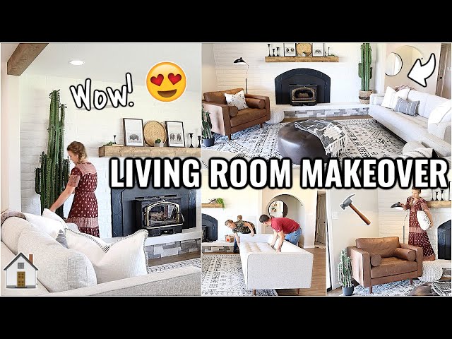 COMPLETE LIVING ROOM MAKEOVER!!😍 BEFORE & AFTER OF OUR ARIZONA FIXER UPPER