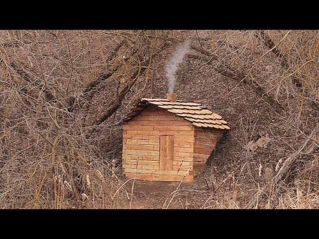 Building Bushcraft Survival Underground Tunnel Shelter, Warm Stone Bed, Clay Fireplace, Catch & Cook
