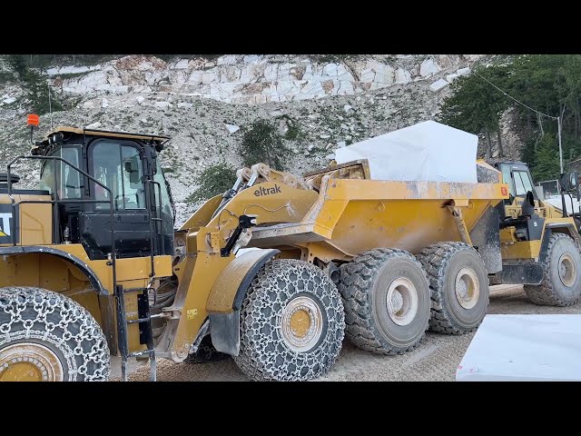Extracting & Loading Marble With Caterpillar 980H & Cat 988K Wheel Loaders - Nordia Marbles