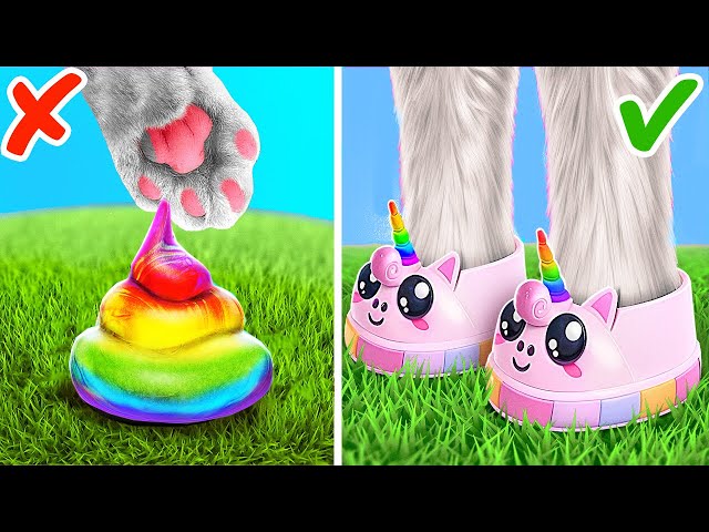 Watch Your Step Little kitten!🦄🐈 *Crazy Unicorn Pet Boots And Rich VS Poor Pets Gadgets*