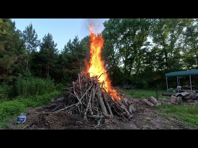 This burn pile fire escalated quickly!