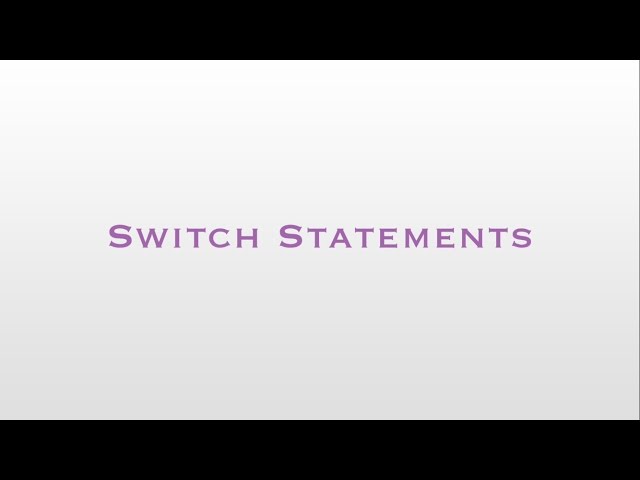 C# Basics - Switch Statements