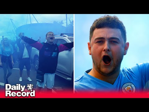 Man City team given rousing reception ahead of title decider