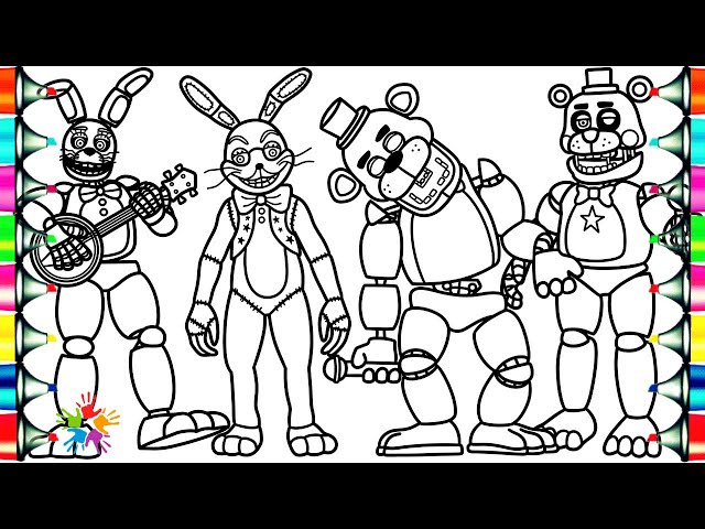 Five Nights at Freddy's Coloring Pages / How To Color Golden Freddy & Spring Bonnie FNAF / NCS