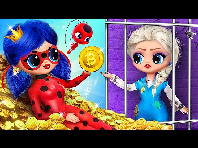 Rich Ladybug and Broke Elsa in Prison / 31 DIYs for LOL OMG