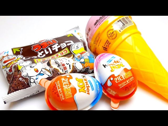 Kinder Surprise Joy Eggs From Korea, Doraemon Cookies & Ice Cream Cone Lollipops Sweets