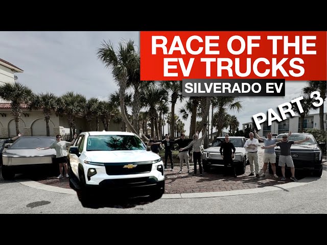EV Truck Showdown: Tesla Cybertruck vs F-150 Lightning vs Silverado EV v Rivian R1T Coast - Coast P3