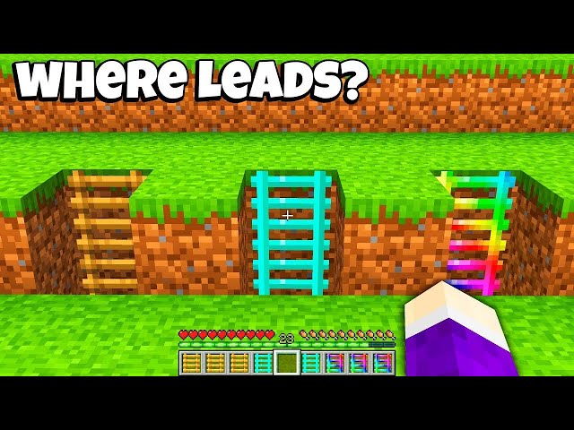 Where DOES DIAMOND LADDER AND PORTAL LADDER AND RAINBOW LADDER LEADS in Minecraft ? NEW LADDER !