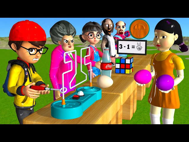 Scary Teacher 3D vs Squid Game Buzz Wire Loop 5 Times Challenge Flying Eggs Miss T vs Granny Loser
