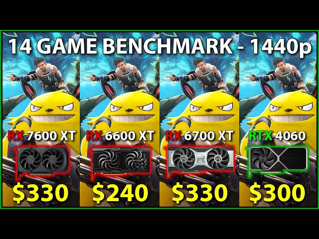 RX 7600 XT vs RX 6600 XT vs RX 6700 XT vs RTX 4060 - 14 Game Benchmark (1440p)