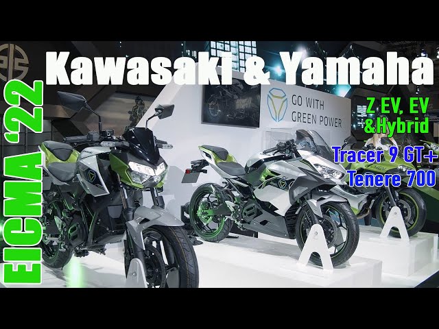 EICMA '22: News from Kawasaki & Yamaha, including the EV & Hybrid & the Tracer 9 GT+ & Tenere 700.