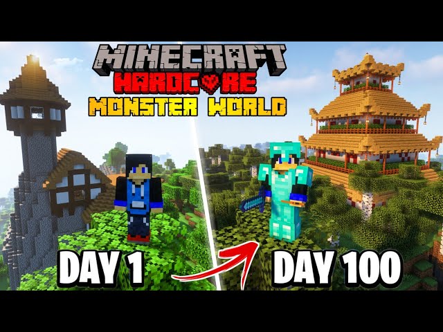 Surviving 100 Days in a Monster-Infested World in Minecraft : Fighting and Survival