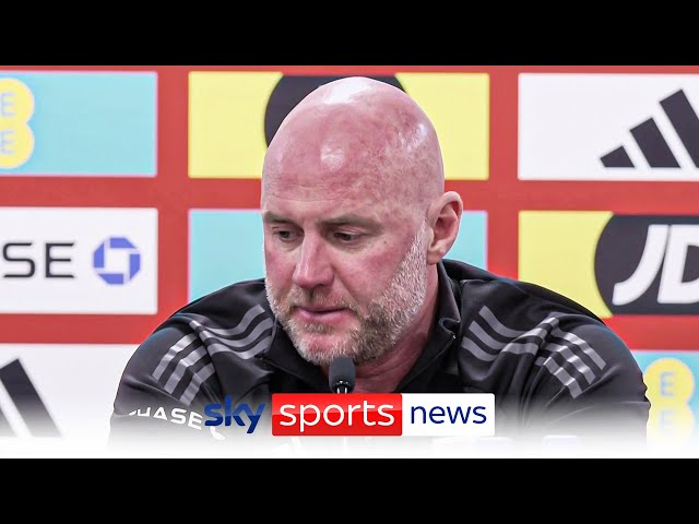 Rob Page reacts to Wales' Euro 2024 play-off final defeat to Poland in Cardiff