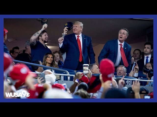 President Trump gets acknowledged during Game 5 of the World Series