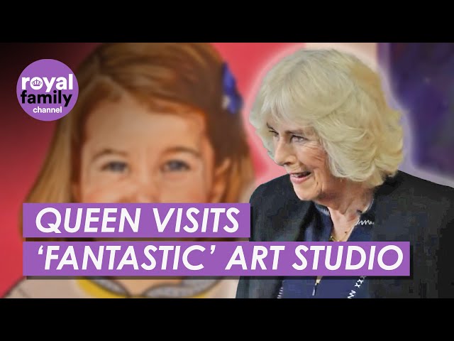 Queen Camilla visits art studio in London