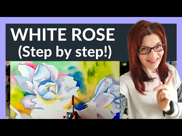 White Rose Watercolor Tutorial (EASY step by step!)