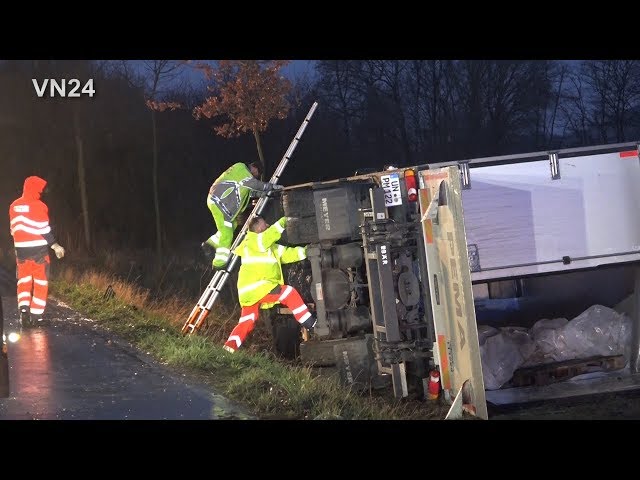 24.02.2020 - VN24 - Truck crashes onto its side in a ditch