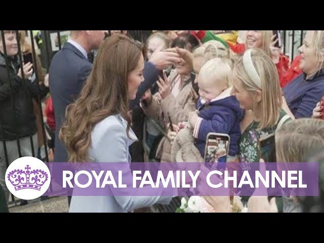 William and Kate Greet Crowds Outside Charity in Belfast