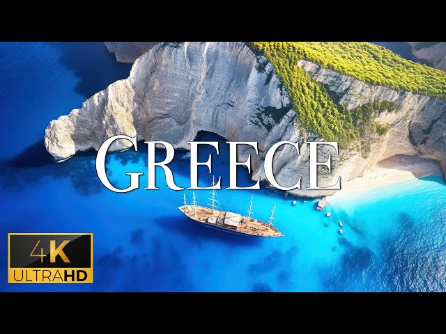 FLYING OVER GREECE (4K Video UHD) - Calming Piano Music With Beautiful Nature Video For Relaxation