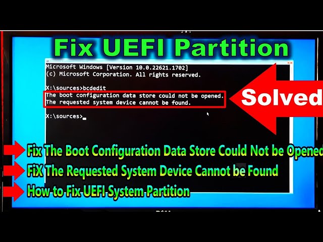 Fix Windows Failed to Start Windows 10/11, How Fix UEFI Partition Using CMD