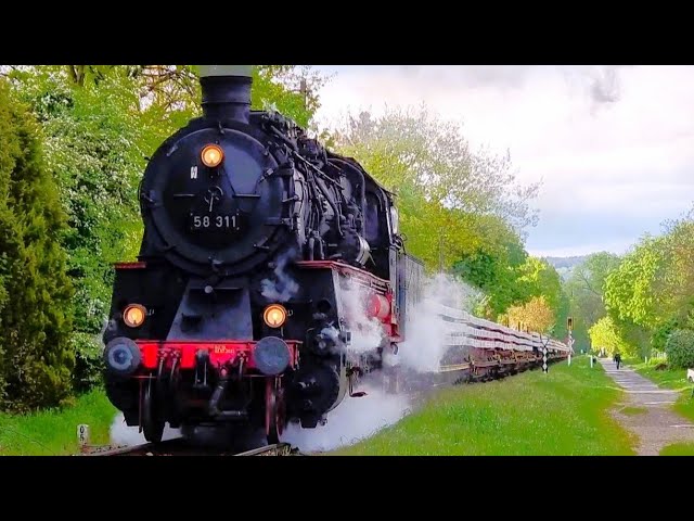 Awesome! Steam locomotive pulls heavy freight train in 2024!