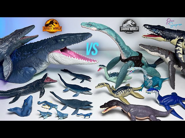 MOSASAURUS VS ELASMOSAURUS & Marine Reptiles! Jurassic World Dinosaurs Collection Battle