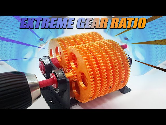 What happens if the gear ratio 30,517,578,125 : 1 is turned with a drill?