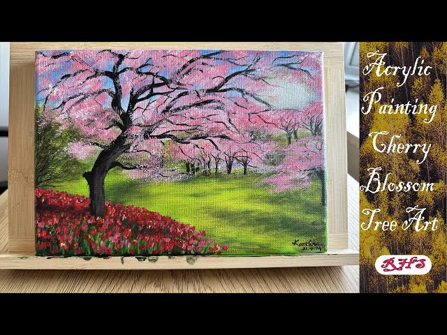 How to Paint Cherry Blossom Tree/Art/Acrylic Painting Tutorial/Best Scenery/Ratris Happy Spell