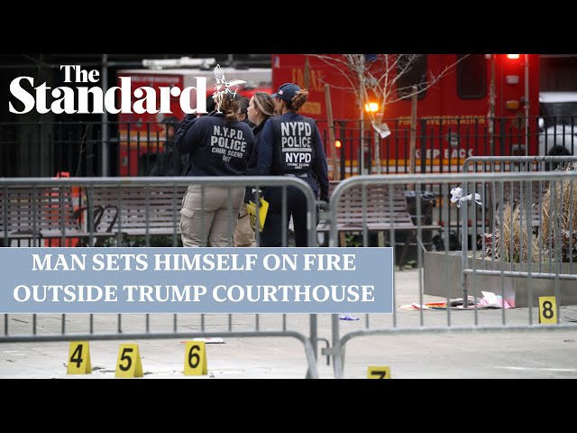 Man in critical condition after setting himself on fire outside Donald Trump courthouse