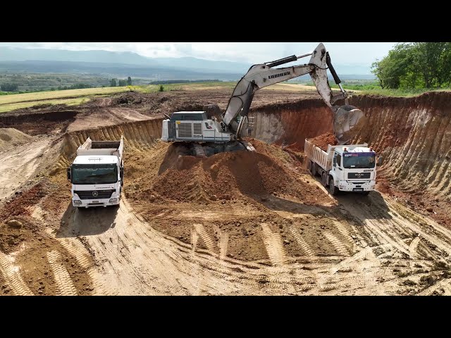 Liebherr 984 Excavator Loading Mercedes & MAN Trucks - Sotiriadis/Labrianidis Mining Works - 4k