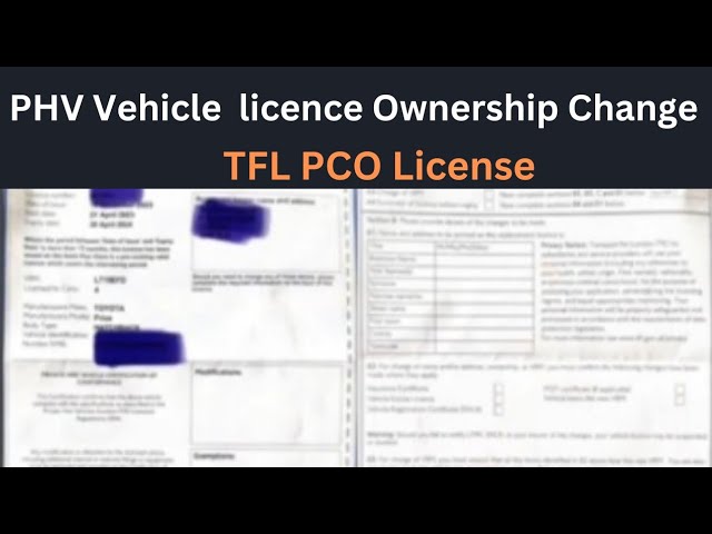 PHV vehicle licence ownership change | TFL PCO license vehicle change ownership