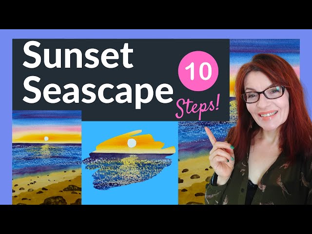 Sunset Seascape Watercolor (10 Easy Steps)