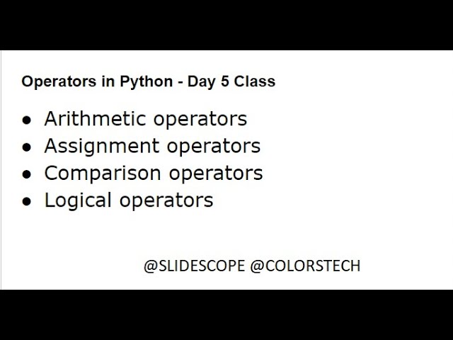 Operators in Python - Class 5 - Data Analytics with Python Hindi Class