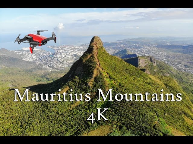 Mauritius mountains from drone 4K