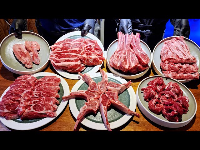 Awesome charcoal-grilled lamb in Korea, Lamb Chop, Lamb Sirloin, Lamb Ribs, French Rack, Lamb Tongue