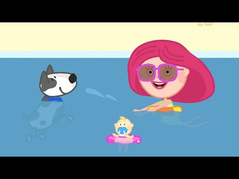 Cartoon mit Smarta und Spotty. Gehen an den Strand. Deutscher Zeichentrickfilm für Kinder.