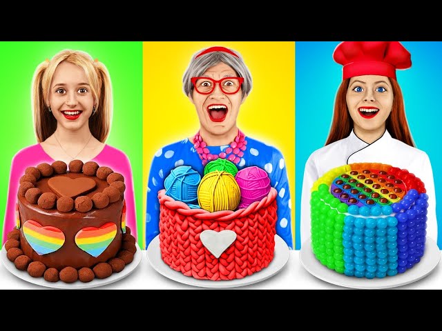 Me vs Grandma Cooking Challenge! Cake Decorating Challenge by YUMMY JELLY