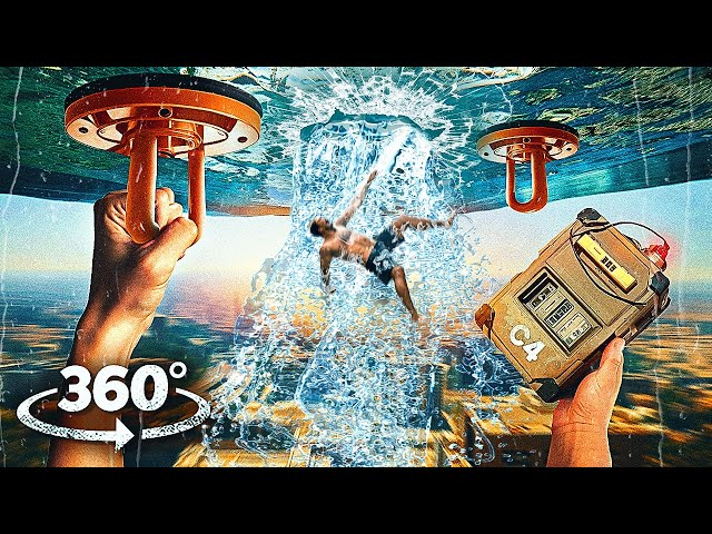 360° Fall from Sky High Swimming Pool VR 360 Video 4k ultra hd