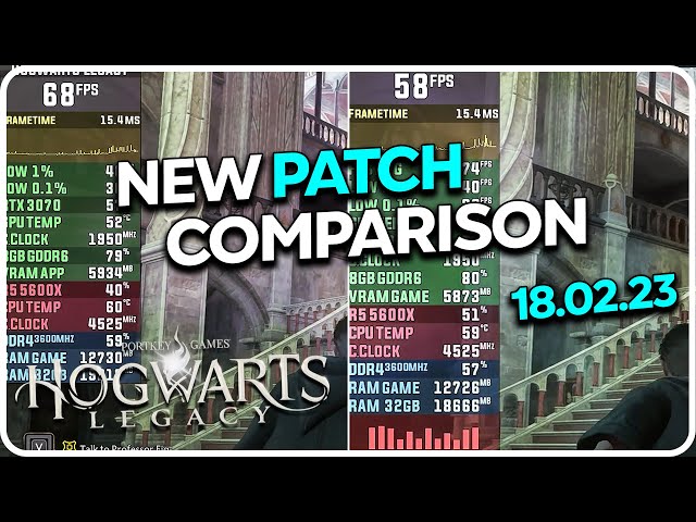 Hogwarts Legacy New Patch (Feb. 18 update) - Before vs After Performance | RTX 3070 | R5 5600x
