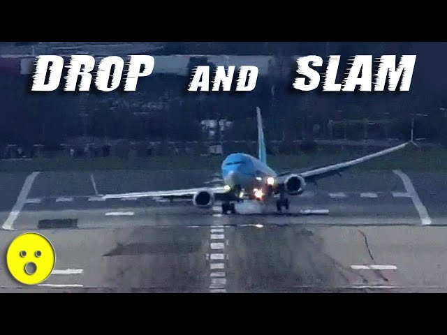 DROP & SLAM LANDING 😱 TUI AIRWAYS BOEING 737-800 Birmingham Airport ( BHX )