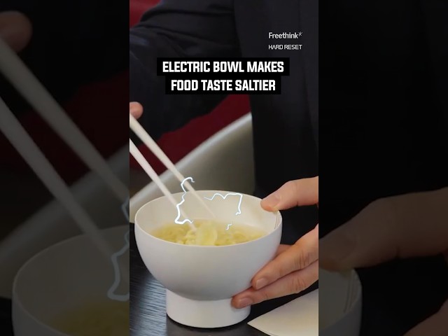 Electric bowl tricks your brain into tasting salt 🤯🧂 #foodtech #sodium #inventions #shorts