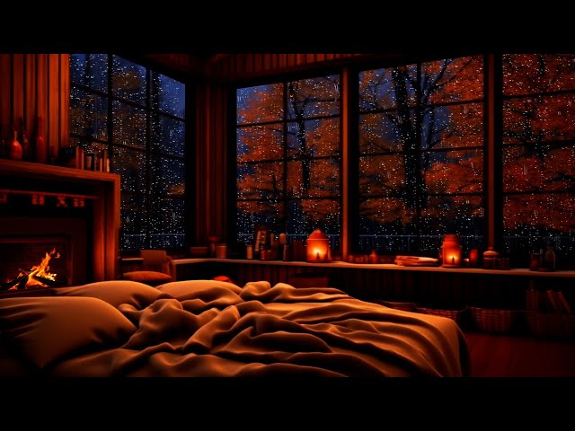 Rainy Day In A Cozy Forest Hut With Crackling Fireplace - Ambience For Sleeping, Relax, Study