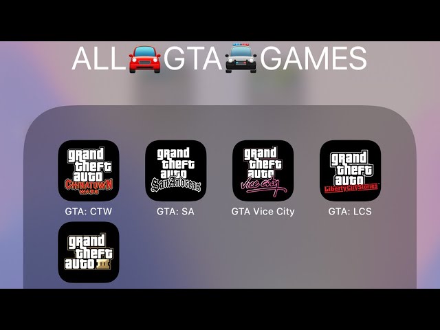 Grand Theft Auto: III (GTA III),Liberty City Stories (GTA LCS),Vice City (GTA VC),GTA SA,GTA CTW