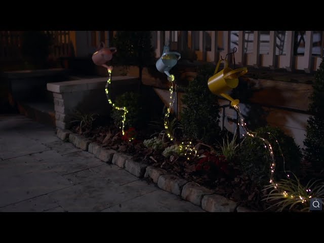 Solar Watering Can with Cascading Lights & Shepherd's Hook on QVC